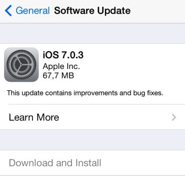 Apple has released iOS 7.0.3, which adds iCloud Keychain and a Password Generator for Safari. The update features a number of bug fixes and tweaks, including an iMessage fix, the resolving of an accelerometer calibration issue, and a lock screen update that delays the display of “slide to unlock” when using Touch ID. The update is available over the air through the Software Update screen in the iOS Settings app or via the iTunes software update process.